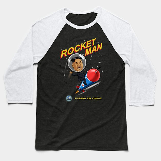 Rocket Man Baseball T-Shirt by steveashillustration1971